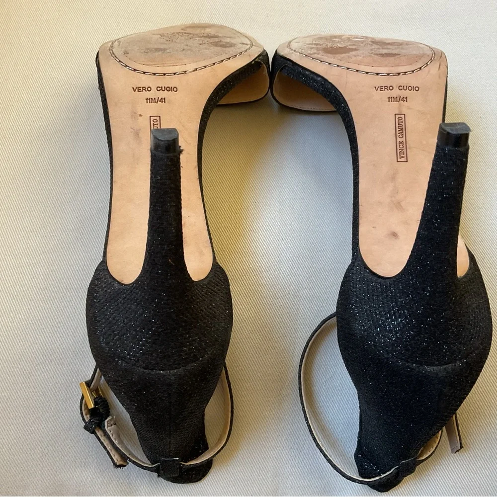 Vince Camuto ‘Court’ Elegant Ankle Strap Sandal Sparkly Black Women’s Size 11M - Picture 5 of 8